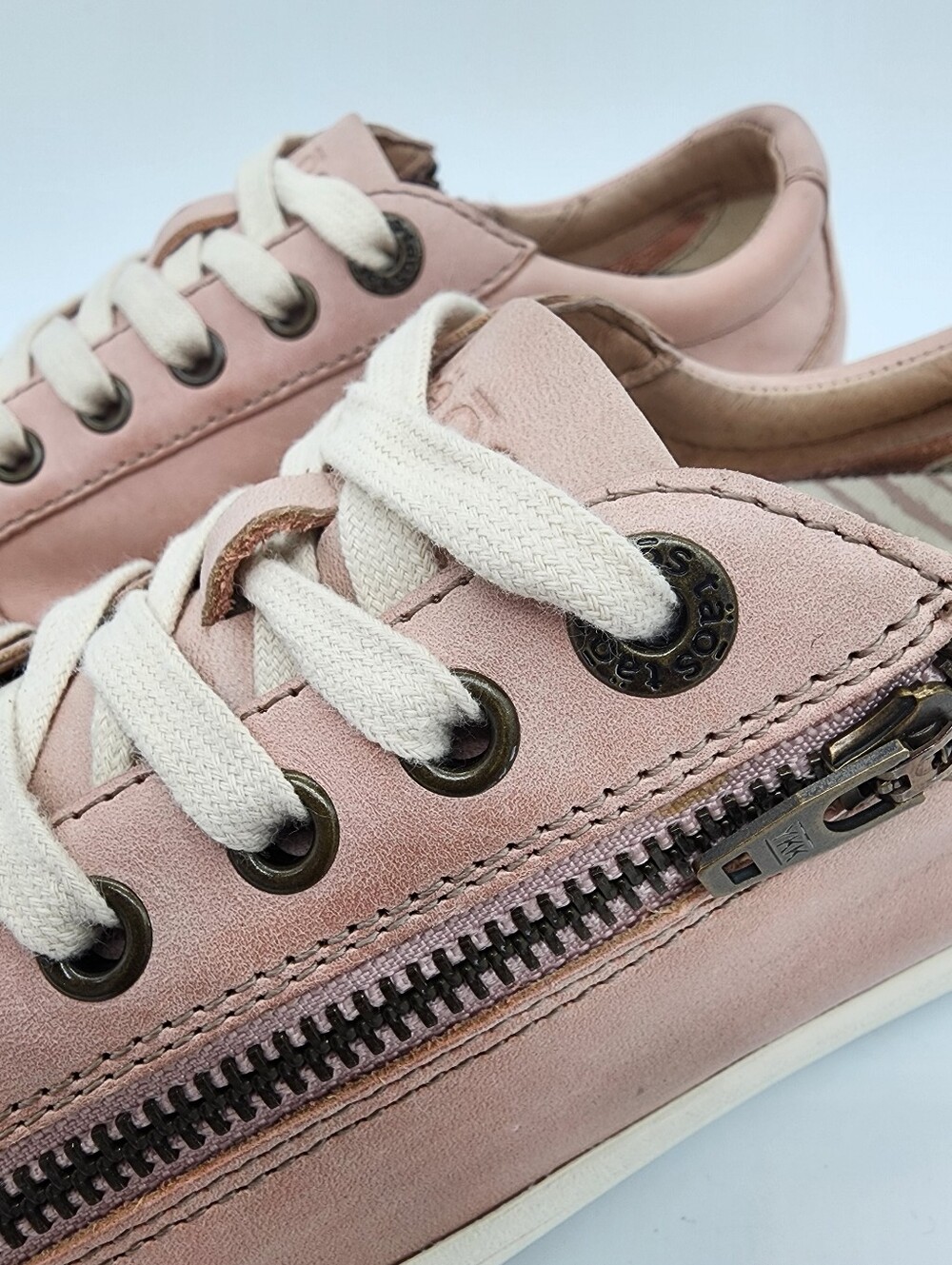 Taos Zipster Leather Sneakers Blush Pink Lace Up Zipper Size 7 - Picture 6 of 16